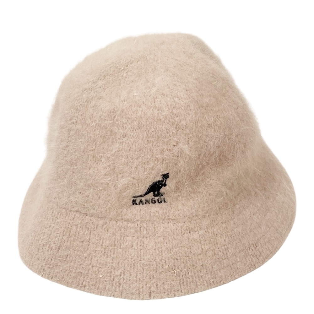 Kangol Angora Rabbit Fur Blend Bucket Hat Cream One Size Y2K Style Fuzzy HipHop‎